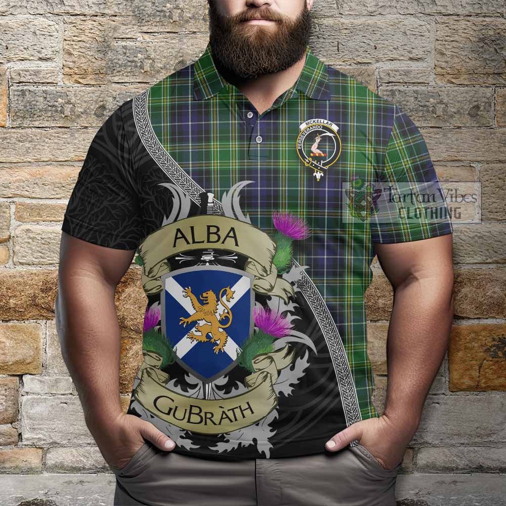Tartan Vibes Clothing McKellar Tartan Family Crest Polo Shirt Lion Rampant Royal Thistle Shield Celtic Inspired