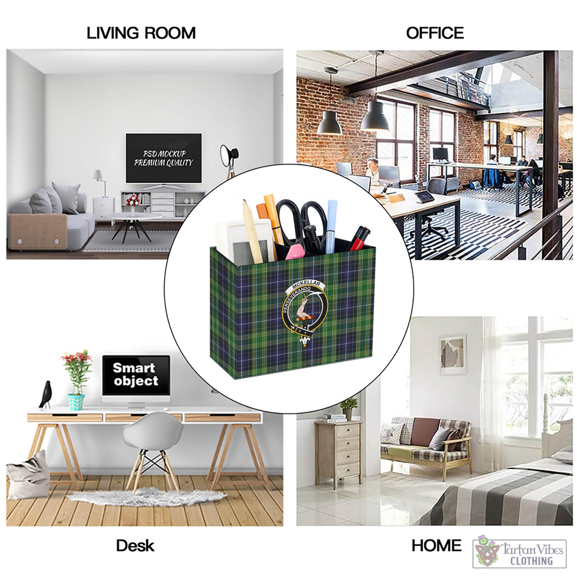 Tartan Vibes Clothing McKellar Tartan Pen Holder with Family Crest