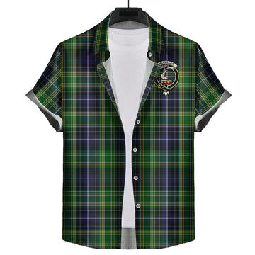 McKellar Tartan Short Sleeve Button Down Shirt with Family Crest