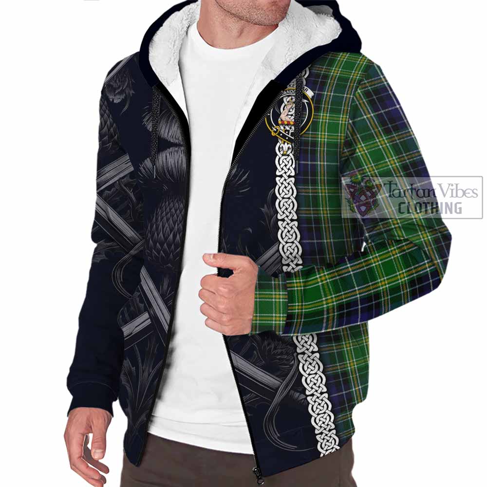 Tartan Vibes Clothing McKellar Tartan Sherpa Hoodie with Family Crest Cross Sword Thistle Celtic Vibes