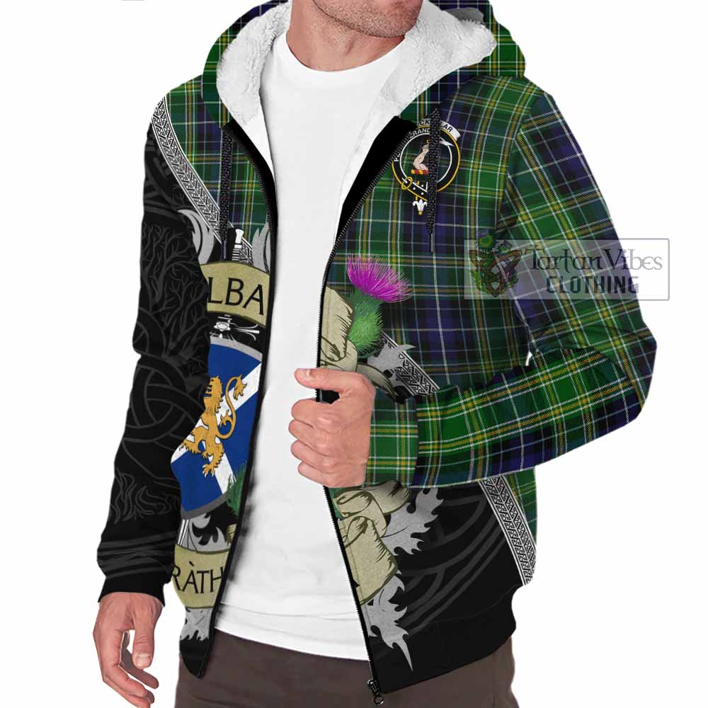 Tartan Vibes Clothing McKellar Tartan Family Crest Sherpa Hoodie Lion Rampant Royal Thistle Shield Celtic Inspired
