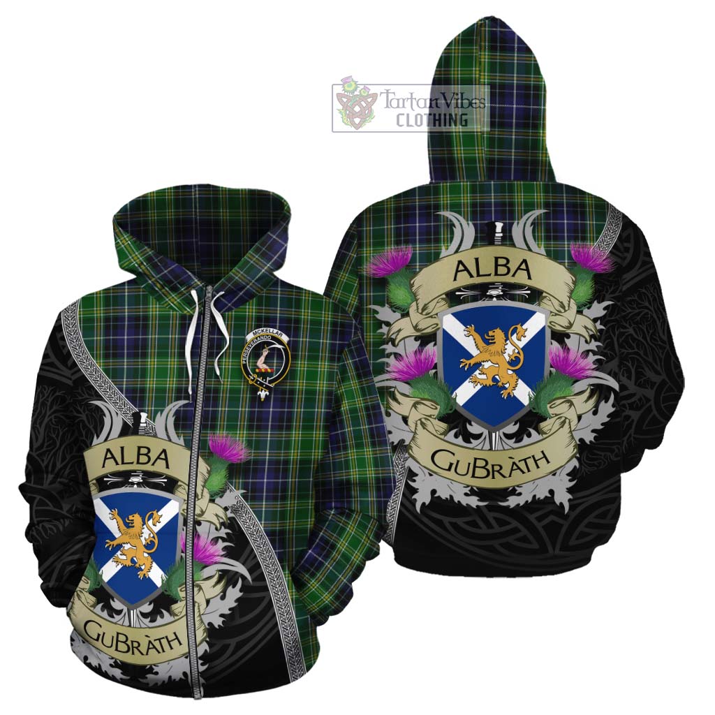 Tartan Vibes Clothing McKellar Tartan Family Crest Cotton Hoodie Lion Rampant Royal Thistle Shield Celtic Inspired