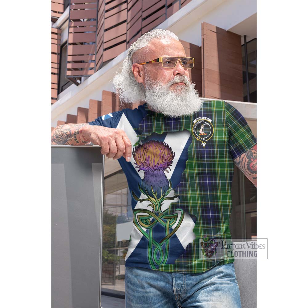 Tartan Vibes Clothing McKellar Tartan Family Crest Cotton T-shirt Scottish Thistle Celtic Inspired