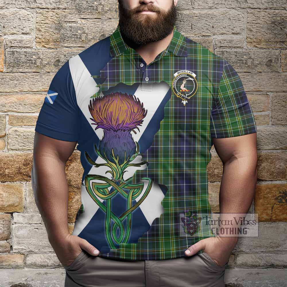 Tartan Vibes Clothing McKellar Tartan Family Crest Polo Shirt Scottish Thistle Celtic Inspired