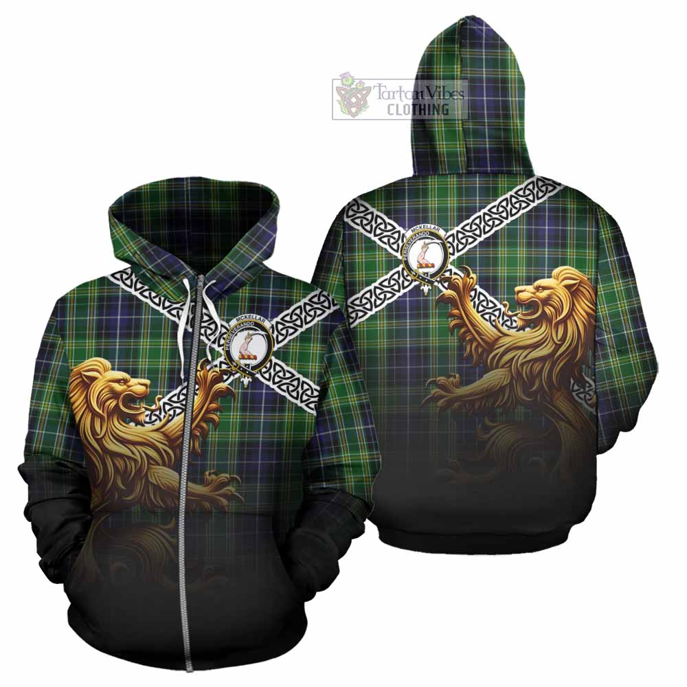 Tartan Vibes Clothing McKellar Crest Tartan Hoodie with Golden Lion Emblem Celtic Style