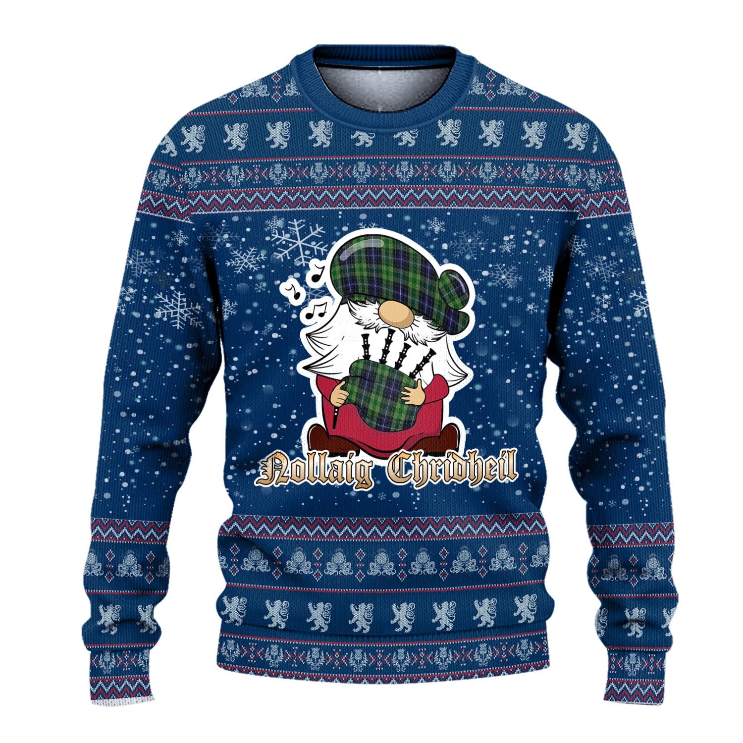 McKellar Clan Christmas Family Knitted Sweater with Funny Gnome Playing Bagpipes - Tartanvibesclothing