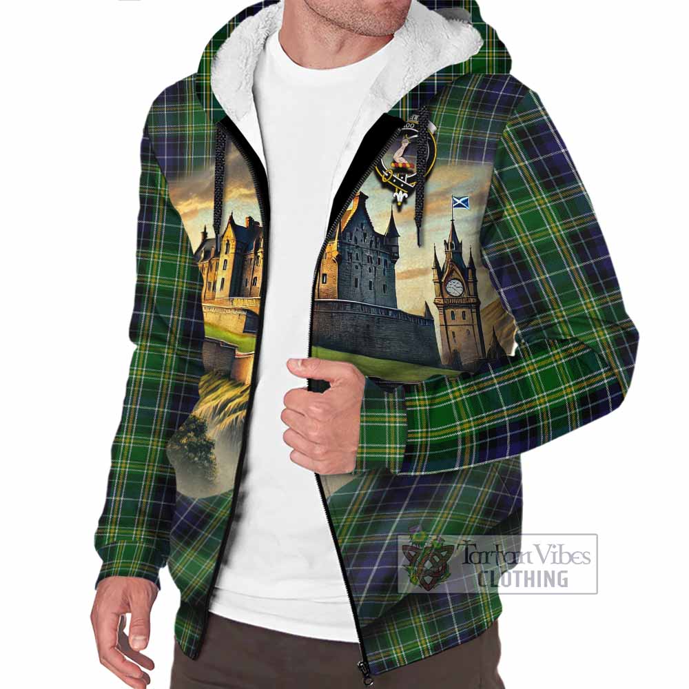 Tartan Vibes Clothing McKellar Tartan Family Crest Sherpa Hoodie with Scottish Ancient Castle Style