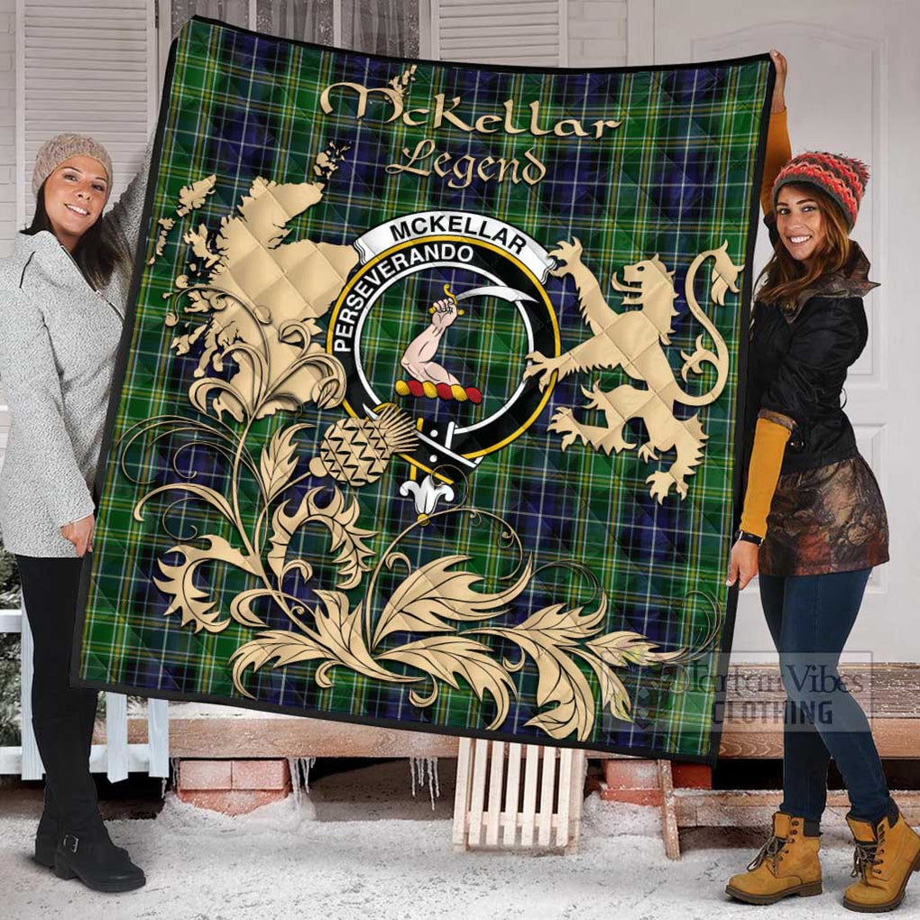 Tartan Vibes Clothing McKellar Tartan Quilt with Family Crest and Scottish Symbol Style