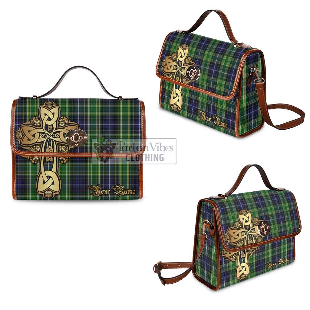Tartan Vibes Clothing McKellar Tartan Waterproof Canvas Bag Golden Thistle Celtic Cross Style