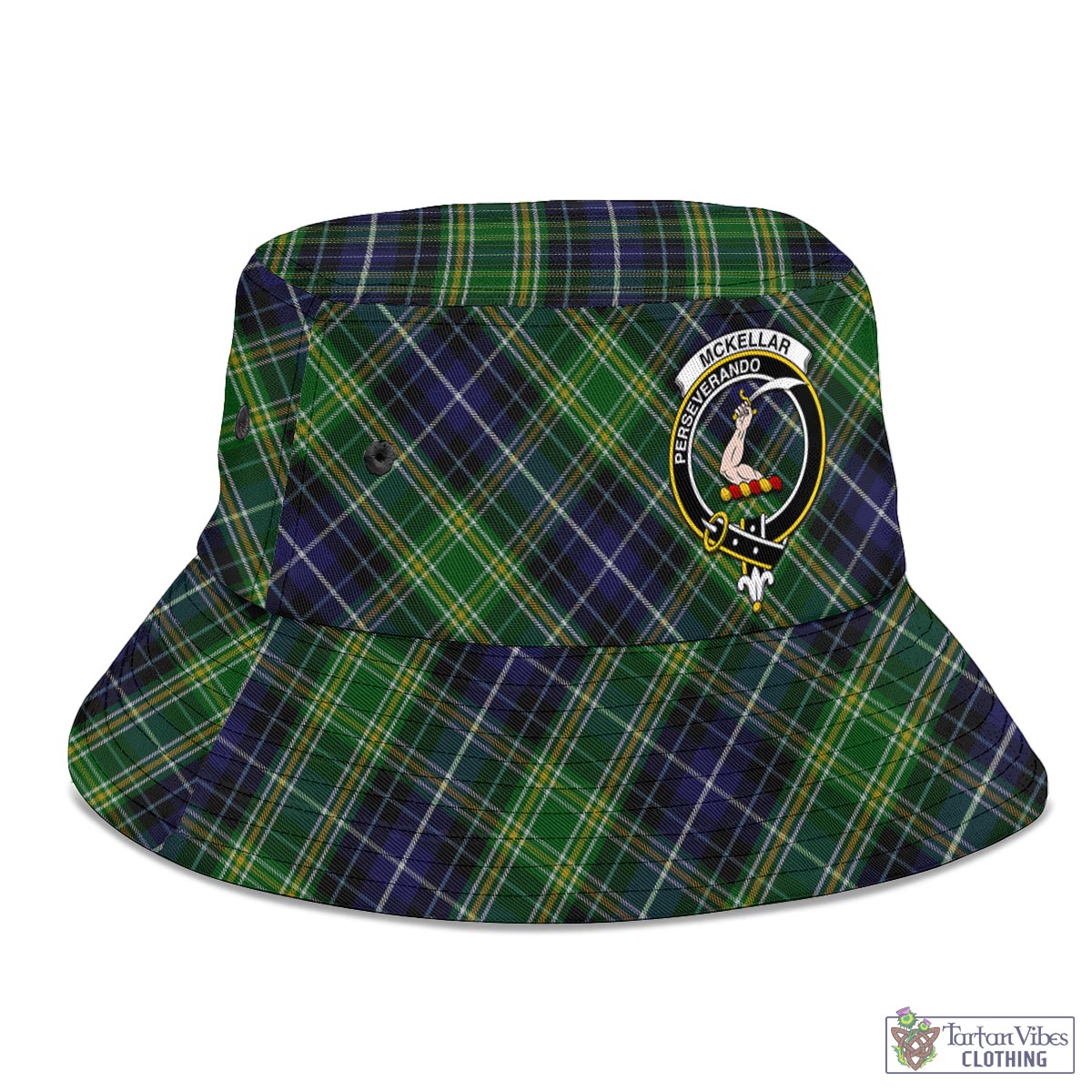 Tartan Vibes Clothing McKellar Tartan Bucket Hat with Family Crest