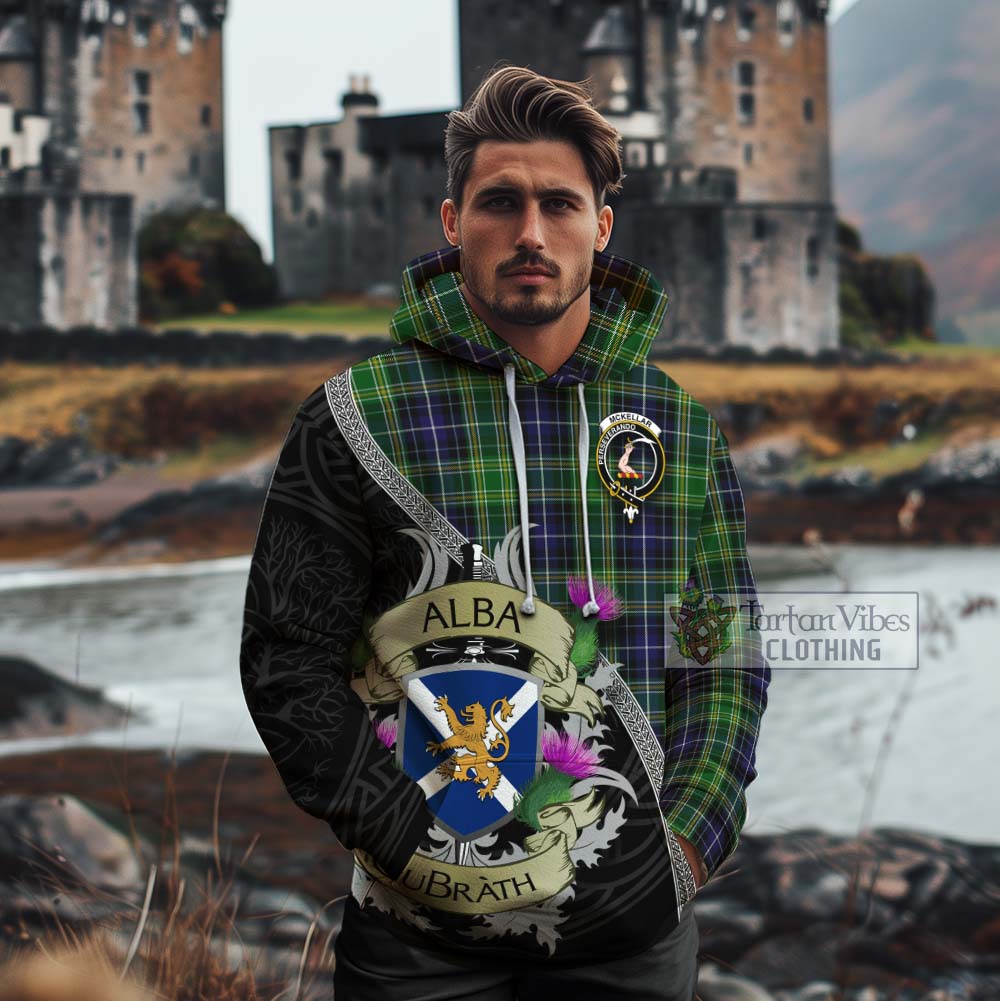 Tartan Vibes Clothing McKellar Tartan Family Crest Cotton Hoodie Lion Rampant Royal Thistle Shield Celtic Inspired