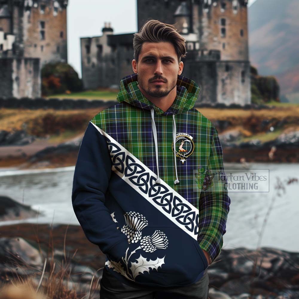 Tartan Vibes Clothing McKellar Tartan Cotton Hoodie Featuring Thistle and Scotland Map