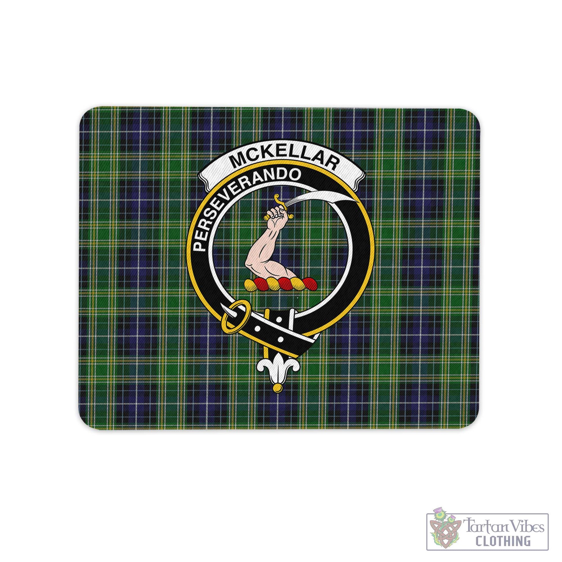 Tartan Vibes Clothing McKellar Tartan Mouse Pad with Family Crest
