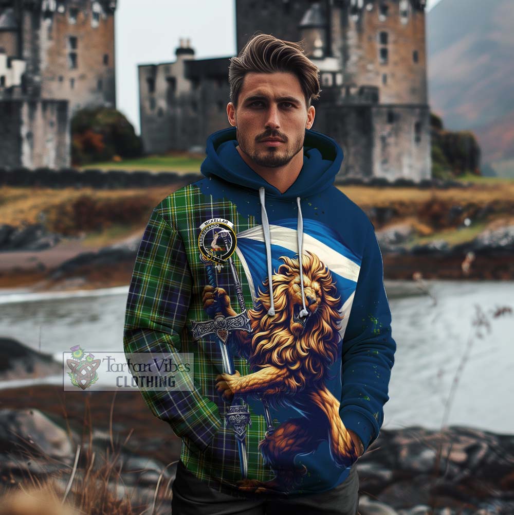 Tartan Vibes Clothing McKellar Tartan Family Crest Cotton Hoodie with Scottish Majestic Lion