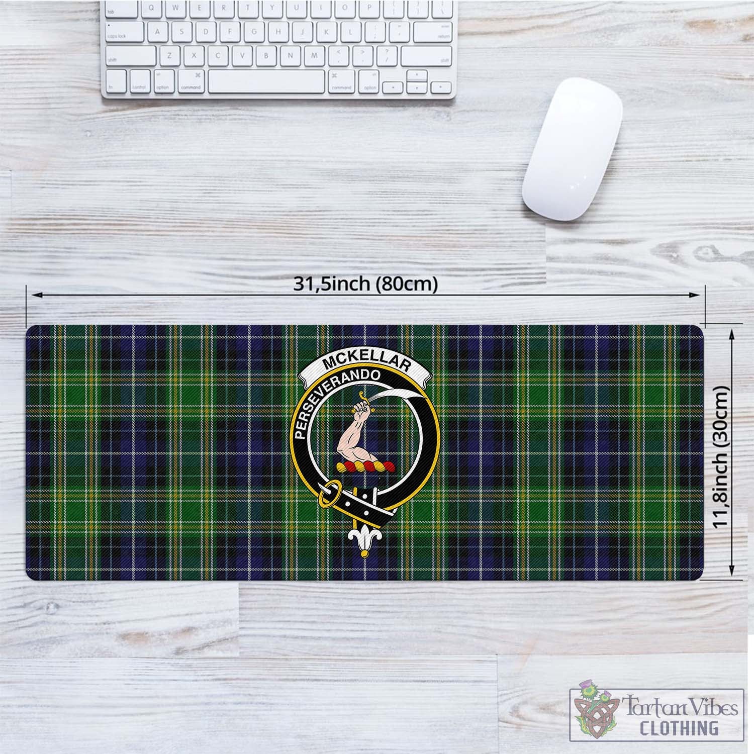 Tartan Vibes Clothing McKellar Tartan Mouse Pad with Family Crest