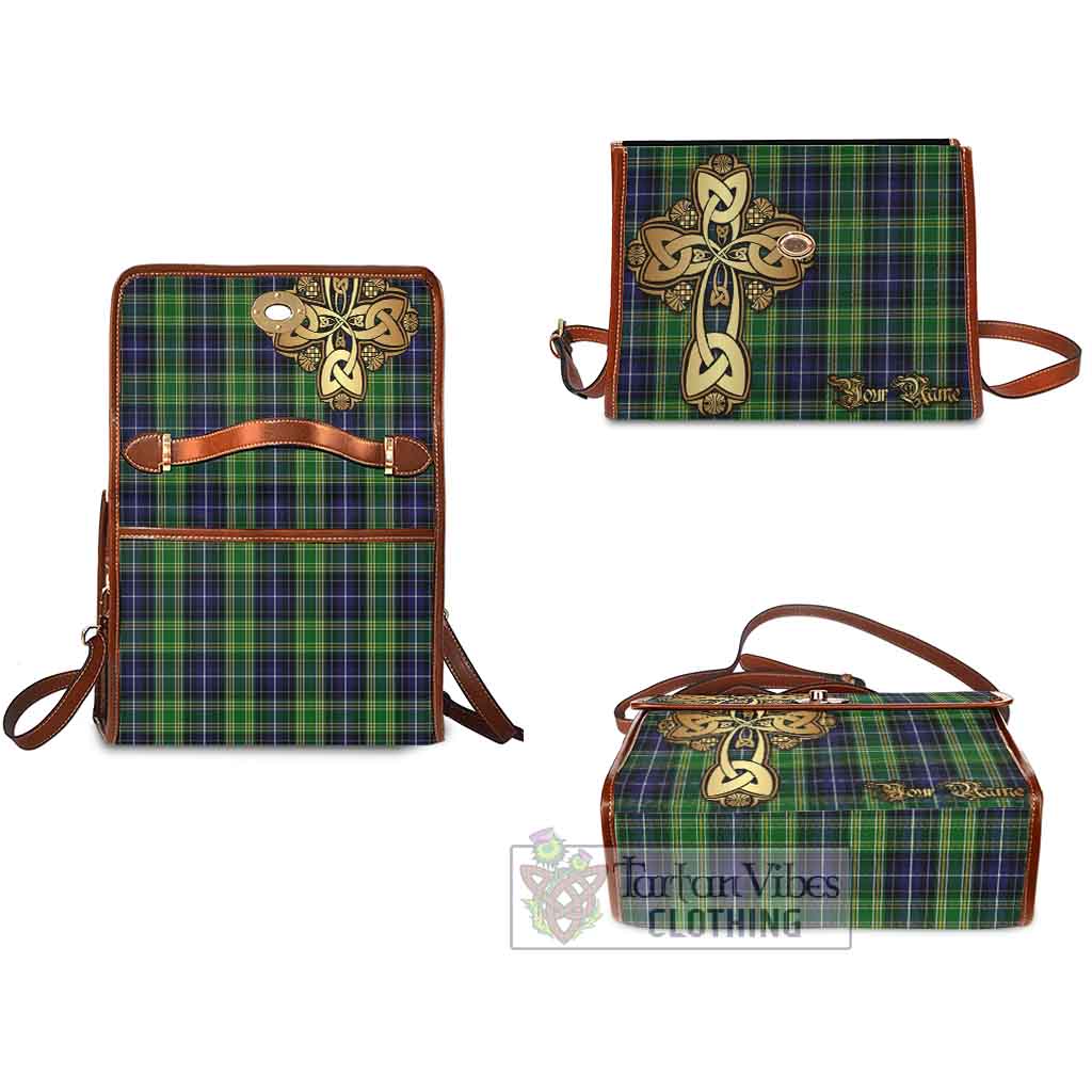 Tartan Vibes Clothing McKellar Tartan Waterproof Canvas Bag Golden Thistle Celtic Cross Style