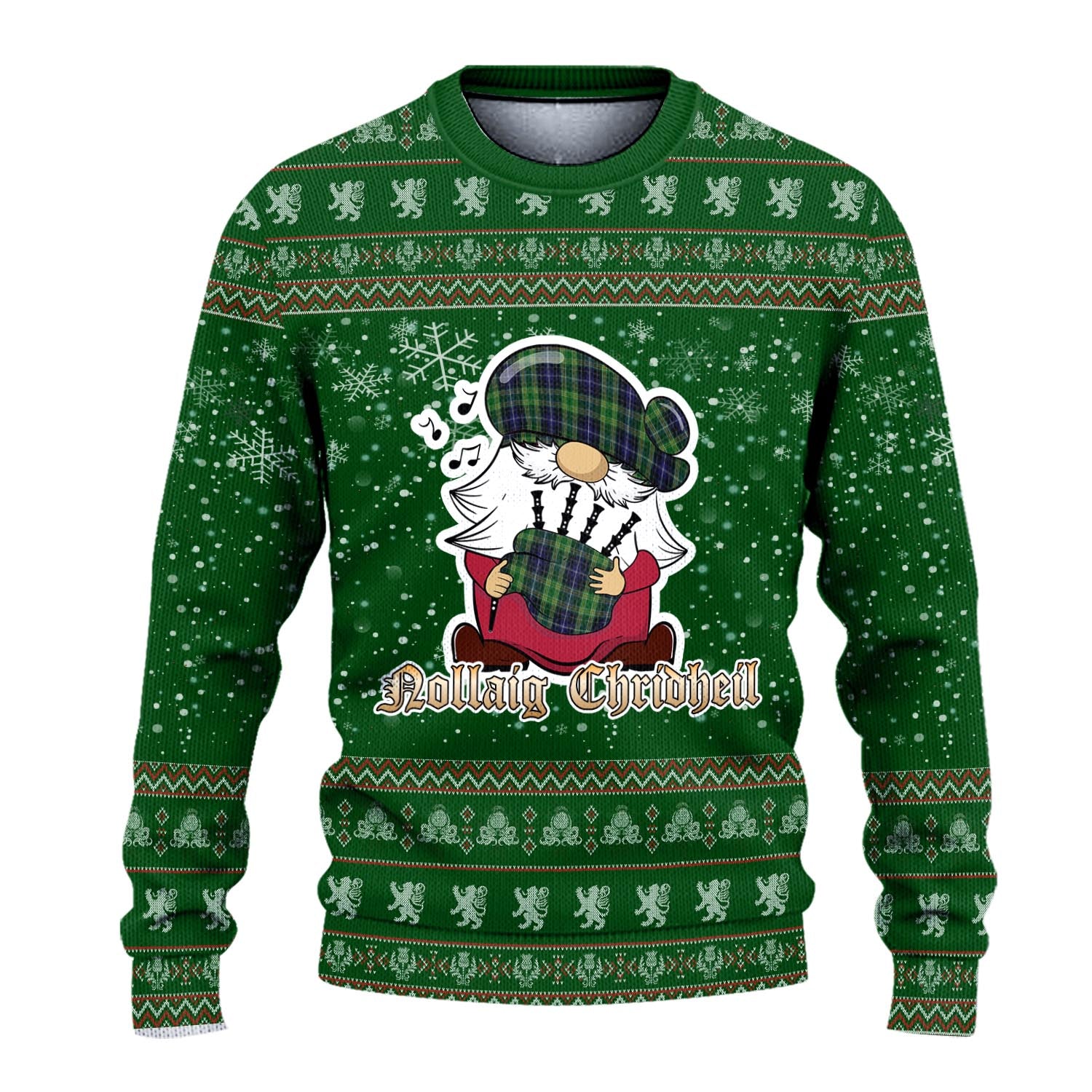 McKellar Clan Christmas Family Knitted Sweater with Funny Gnome Playing Bagpipes - Tartanvibesclothing