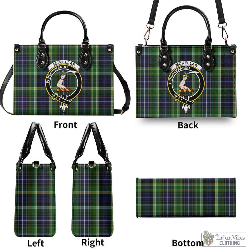 Tartan Vibes Clothing McKellar Tartan Luxury Leather Handbags with Family Crest