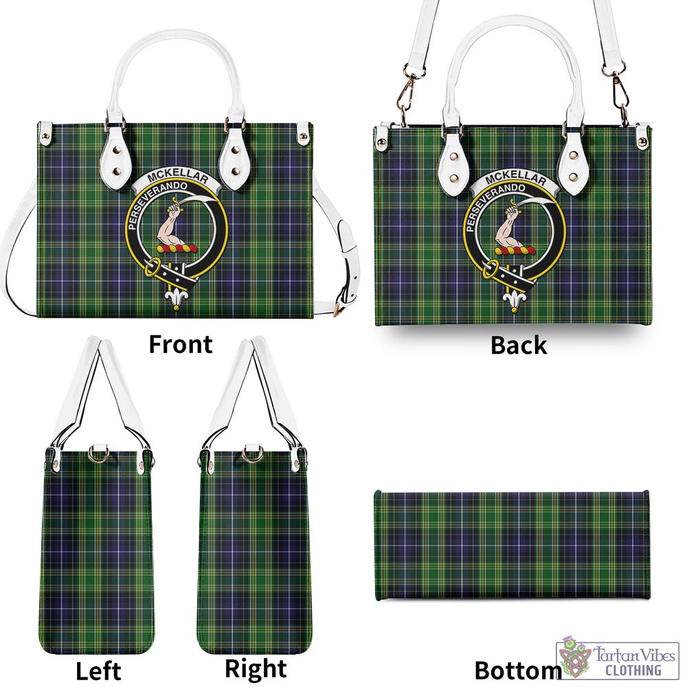 Tartan Vibes Clothing McKellar Tartan Luxury Leather Handbags with Family Crest