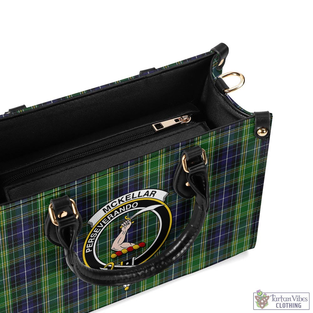 Tartan Vibes Clothing McKellar Tartan Luxury Leather Handbags with Family Crest