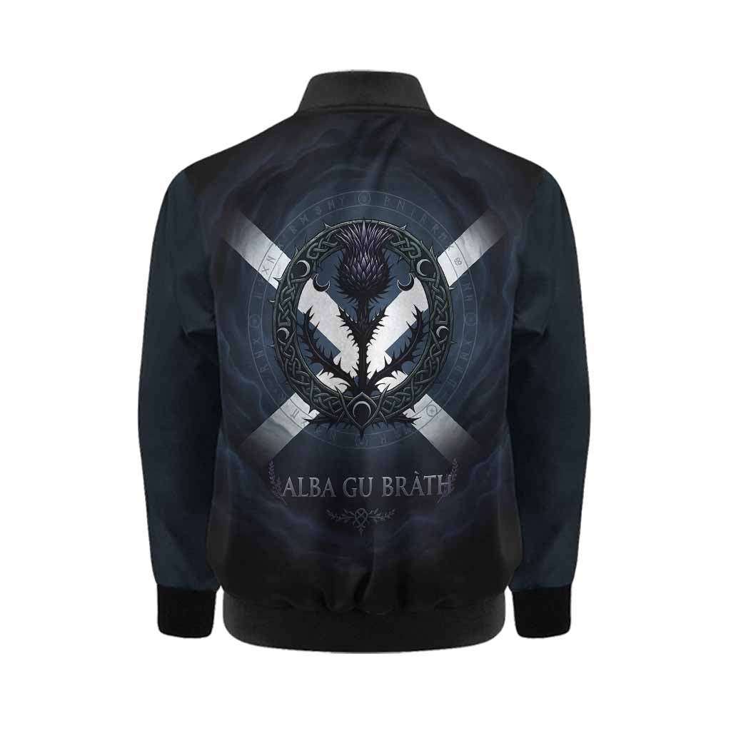 McKellar Clan Crest Kid Bomber Jacket with Celtic Knot Thistle and Saltire Kid - Tartan Vibes Clothing