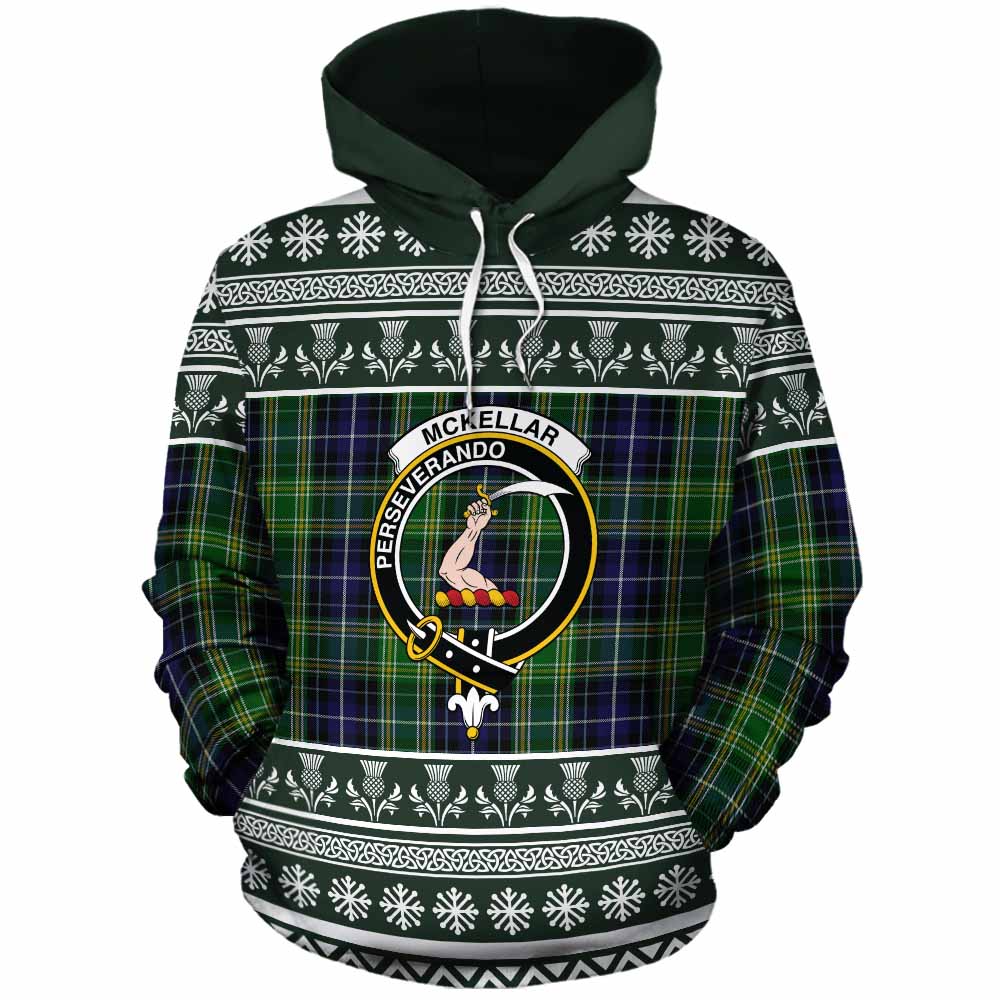 McKellar Clan Tartan Christmas Cotton Hoodie with Family Crest - Tartan Vibes Clothing
