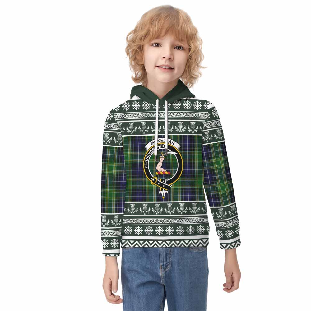 McKellar Clan Tartan Christmas Kid Hoodie with Family Crest - Tartan Vibes Clothing