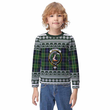 McKellar Clan Tartan Christmas Kid Ugly Sweatshirt with Family Crest - Tartan Vibes Clothing