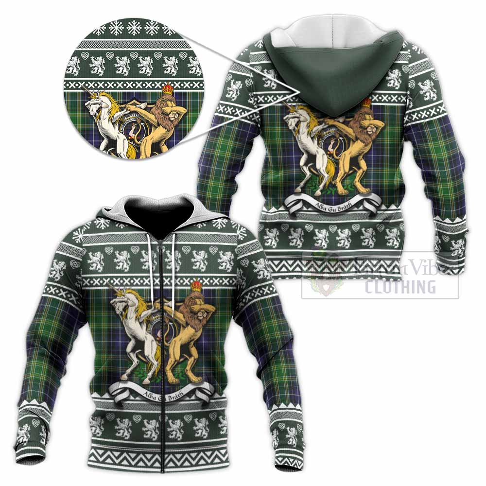 McKellar Clan Tartan Crest Christmas Knitted Hoodie Coat of Arms Funny Style - Tartan Vibes Clothing