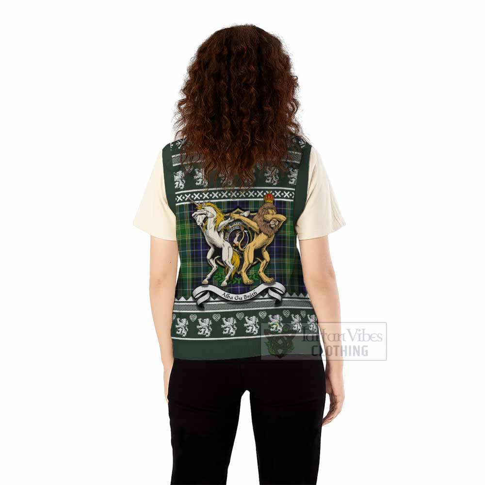 McKellar Clan Tartan Crest Christmas Knitted V-Neck Vest Coat of Arms Funny Style - Tartan Vibes Clothing