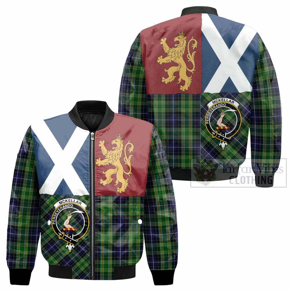 McKellar Crest Tartan Bomber Jacket with Lion Rampant Saltire Style