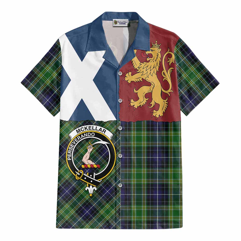 McKellar Crest Tartan Cotton Hawaiian Shirt with Lion Rampant Saltire Style - Tartan Vibes Clothing