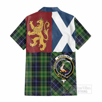 McKellar Crest Tartan Cotton Hawaiian Shirt with Lion Rampant Saltire Style - Tartan Vibes Clothing