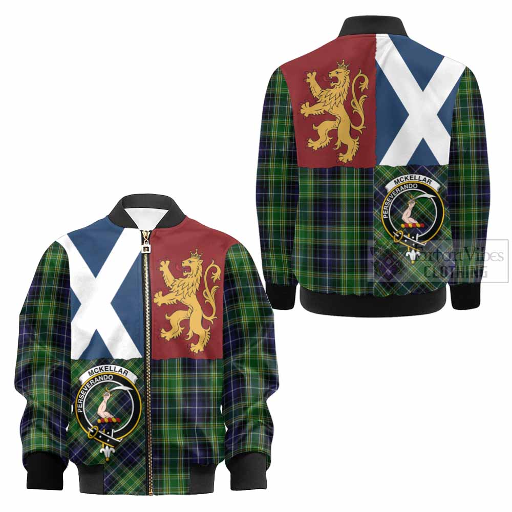 McKellar Crest Tartan Kid Bomber Jacket with Lion Rampant Saltire Style - Tartan Vibes Clothing