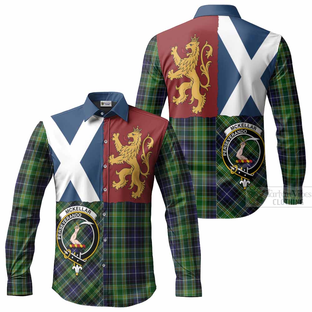 McKellar Crest Tartan Long Sleeve Button Shirts with Lion Rampant Saltire Style