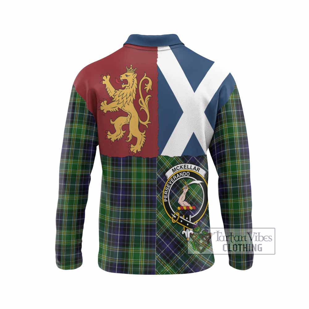 McKellar Crest Tartan Long Sleeve Polo Shirt with Lion Rampant Saltire Style