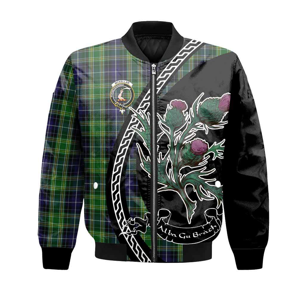 McKellar Family Crest Tartan Bomber Jacket Alba Thistle Inspired - Tartan Vibes Clothing