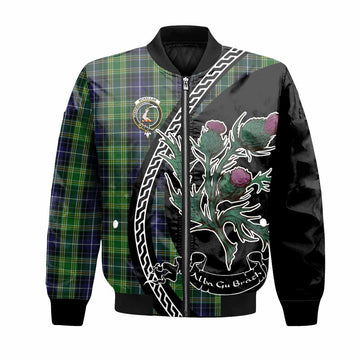 McKellar Family Crest Tartan Bomber Jacket Alba Thistle Inspired - Tartan Vibes Clothing