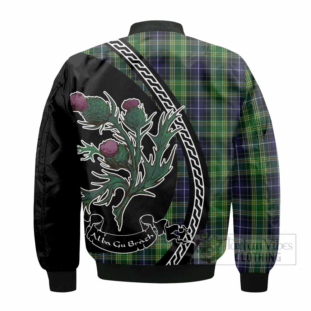 McKellar Family Crest Tartan Bomber Jacket Alba Thistle Inspired - Tartan Vibes Clothing