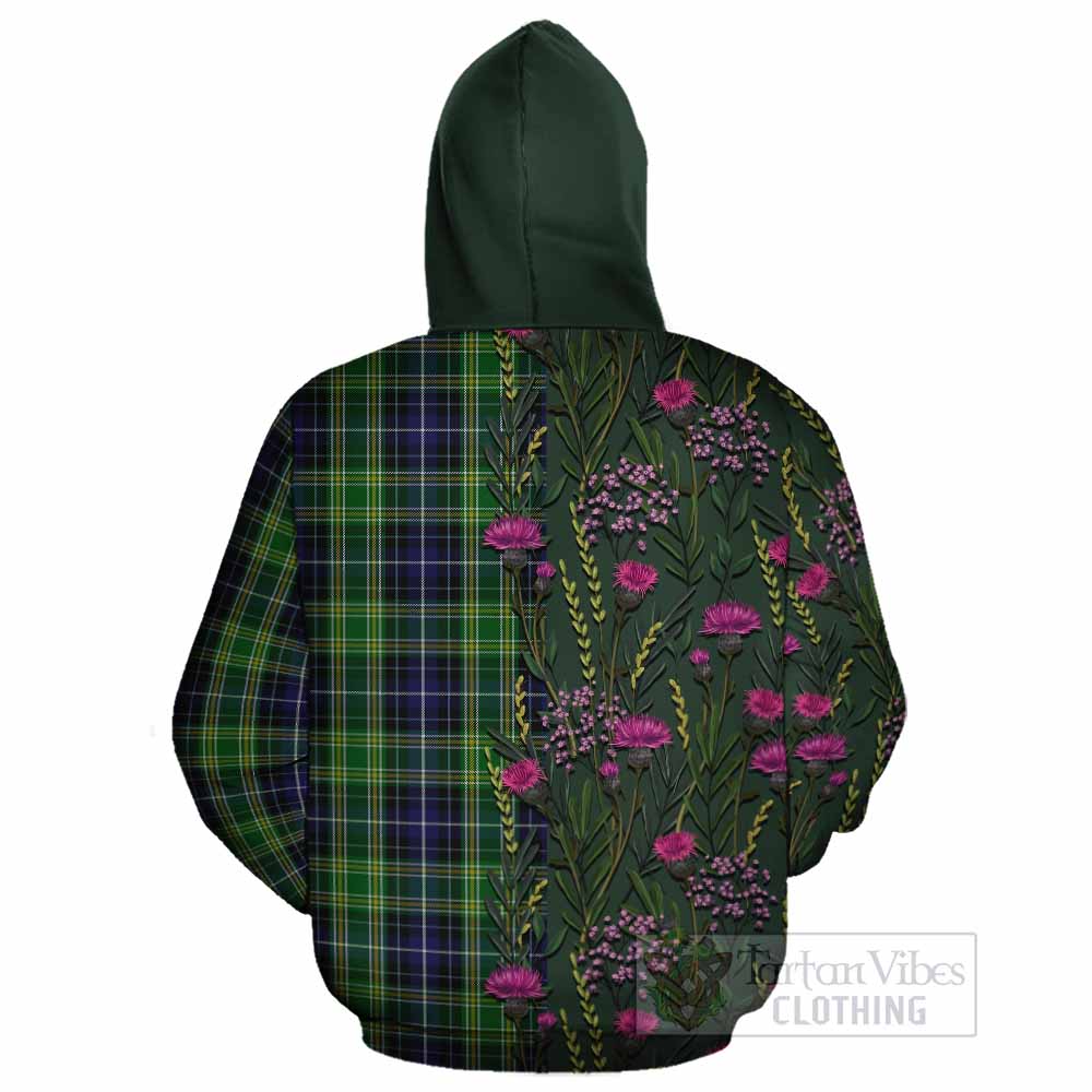 McKellar Family Crest Tartan Cotton Hoodie Scottish Thistle Flower Pattern Half Style - Tartan Vibes Clothing