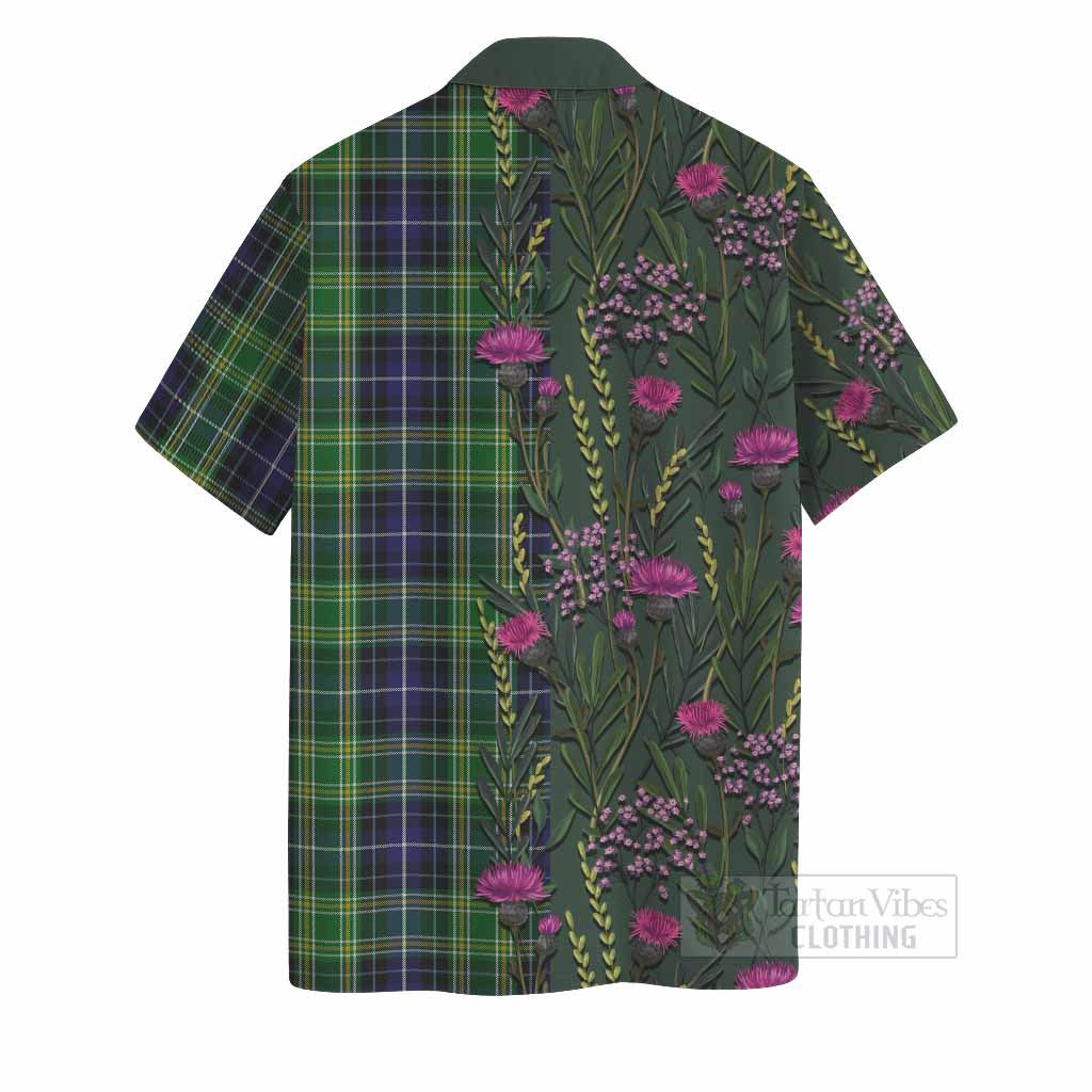 McKellar Family Crest Tartan Hawaiian Shirt Scottish Thistle Flower Pattern Half Style - Tartan Vibes Clothing