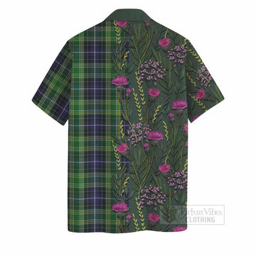 McKellar Family Crest Tartan Hawaiian Shirt Scottish Thistle Flower Pattern Half Style - Tartan Vibes Clothing