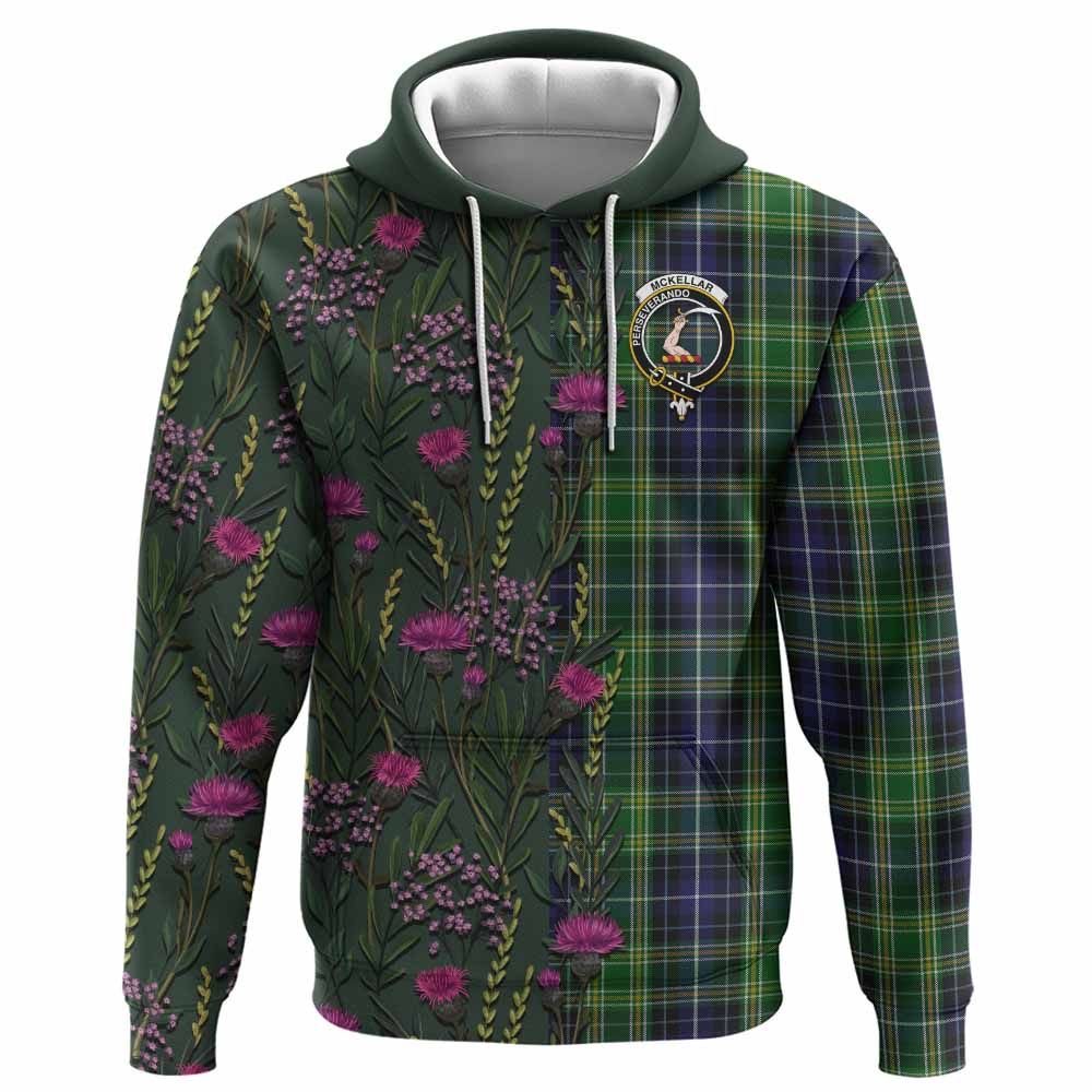 McKellar Family Crest Tartan Hoodie Scottish Thistle Flower Pattern Half Style - Tartan Vibes Clothing