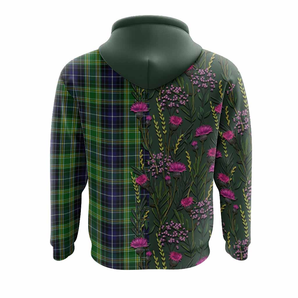 McKellar Family Crest Tartan Hoodie Scottish Thistle Flower Pattern Half Style - Tartan Vibes Clothing
