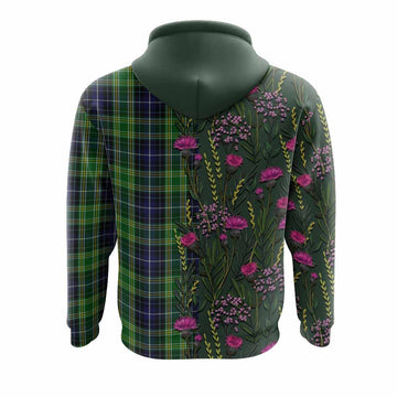 McKellar Family Crest Tartan Hoodie Scottish Thistle Flower Pattern Half Style - Tartan Vibes Clothing