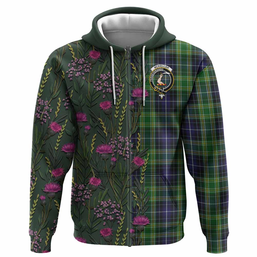 McKellar Family Crest Tartan Hoodie Scottish Thistle Flower Pattern Half Style - Tartan Vibes Clothing