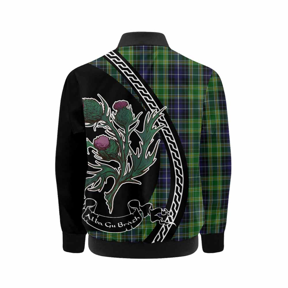 McKellar Family Crest Tartan Kid Bomber Jacket Alba Thistle Inspired - Tartan Vibes Clothing