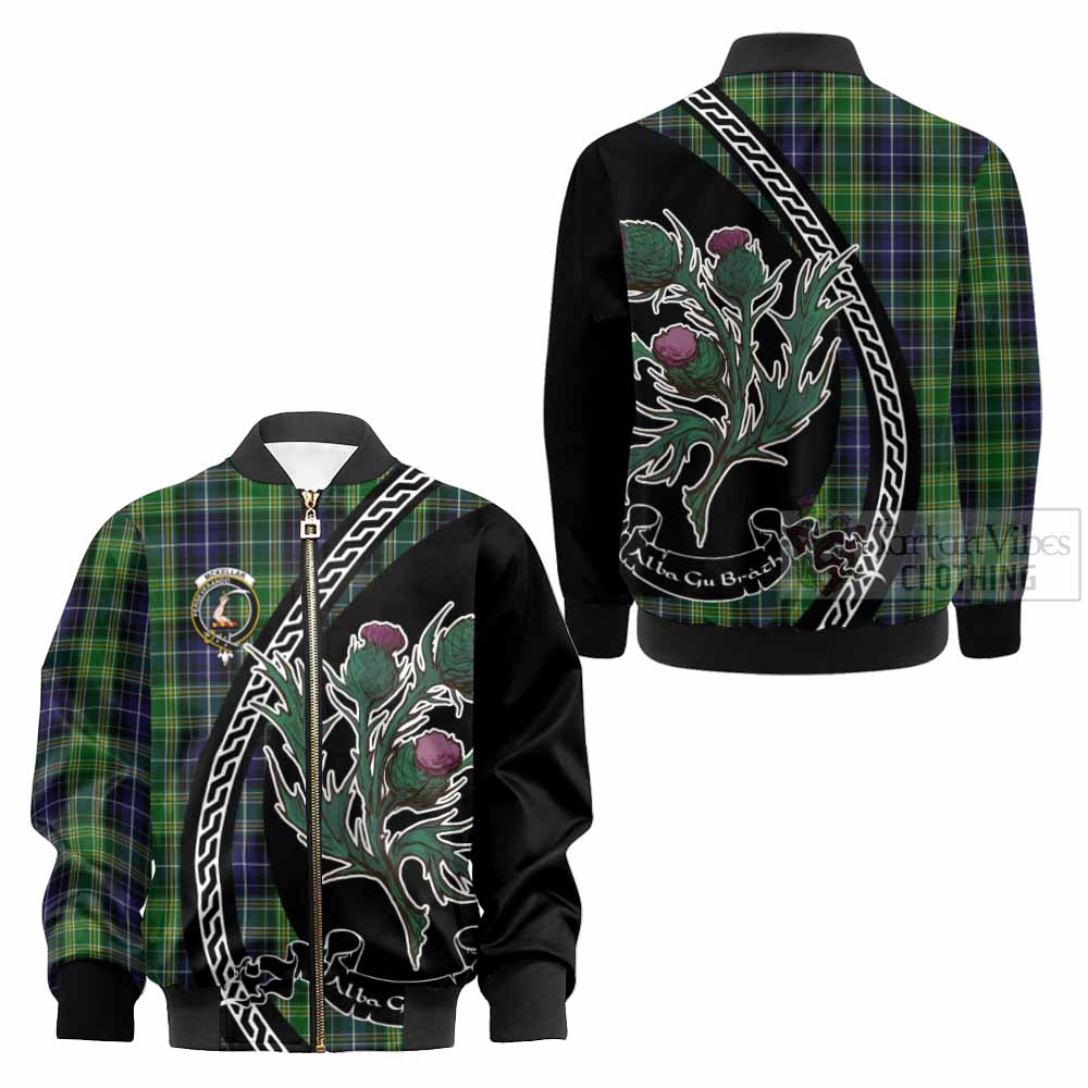 McKellar Family Crest Tartan Kid Bomber Jacket Alba Thistle Inspired - Tartan Vibes Clothing