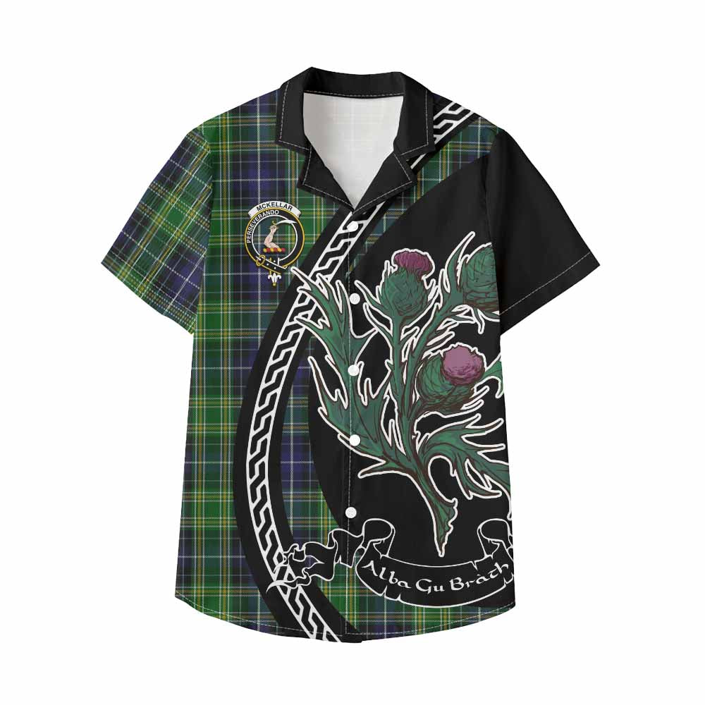 McKellar Family Crest Tartan Kid Hawaiian Shirt Alba Thistle Inspired - Tartan Vibes Clothing