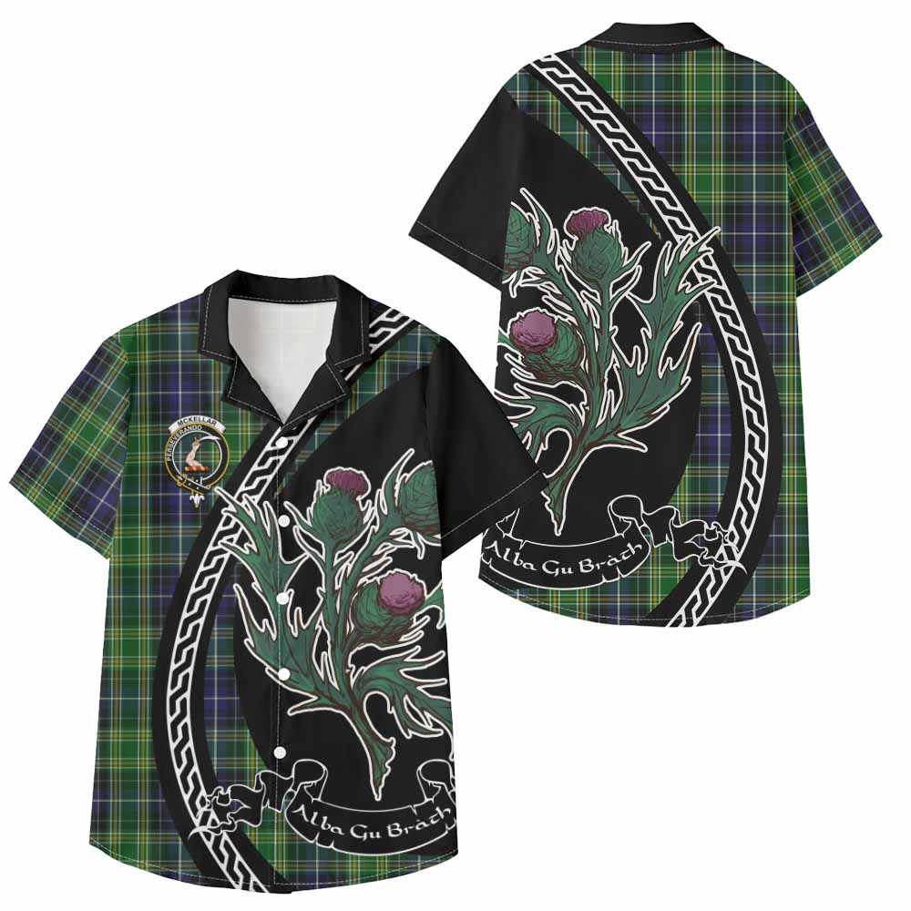 McKellar Family Crest Tartan Kid Hawaiian Shirt Alba Thistle Inspired - Tartan Vibes Clothing